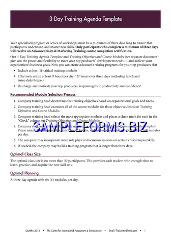 3-Day Training Agenda Template pdf free